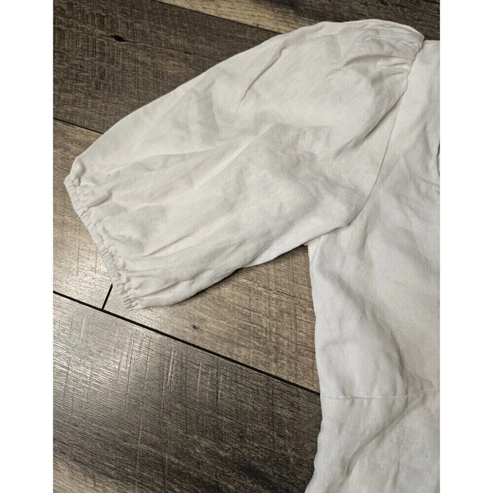 Reformation Mia Linen Top White Cutout Puff Slevee Size 12